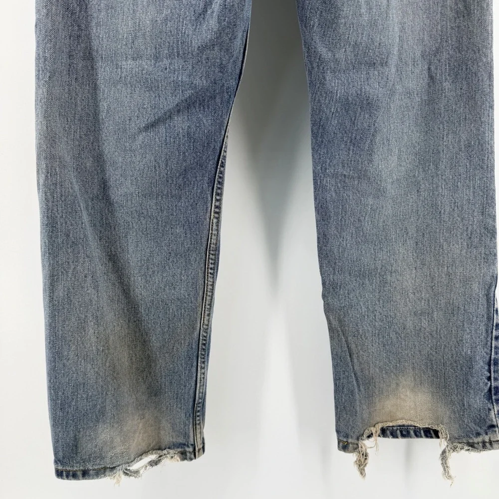 Levi's 505 Regular Fit Distressed Jeans Vintage Workwear 38x29 Medium Wash Blue
